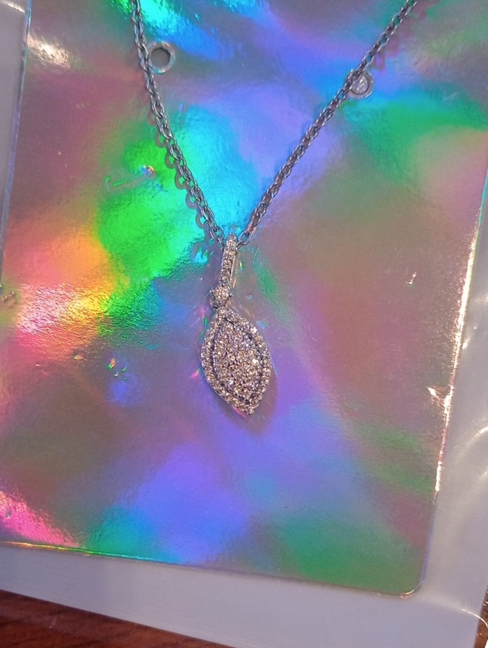 ❤️H $8 Each Or Bundle Any 4/$20 Silver Pavé Marquise Pendant Necklace